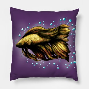 Yellow Siamese Fighting Fish (Betta Splendens) Pillow