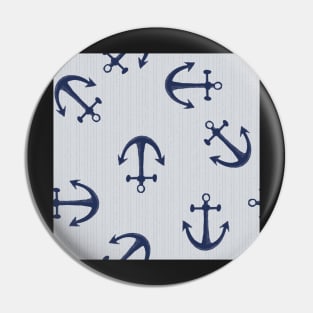 Maritime pattern of blue anchors on light gray Pin