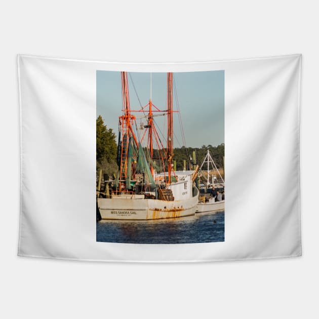 Shrimping boat in the intercoastal waterways Tapestry by KensLensDesigns