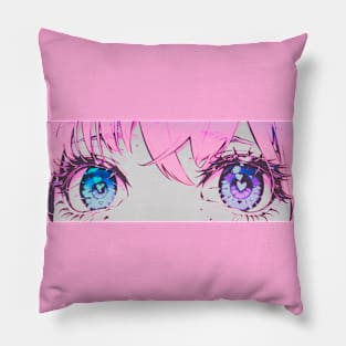 Manga Girl Heart Eyes Aesthetic Edit Pillow