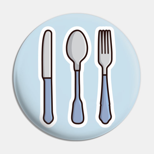 Spoon, Knife and Fork Sticker vector illustration. Home interior equipment icon concept. Restaurant kitchen set sticker logo design. Pin by AlviStudio