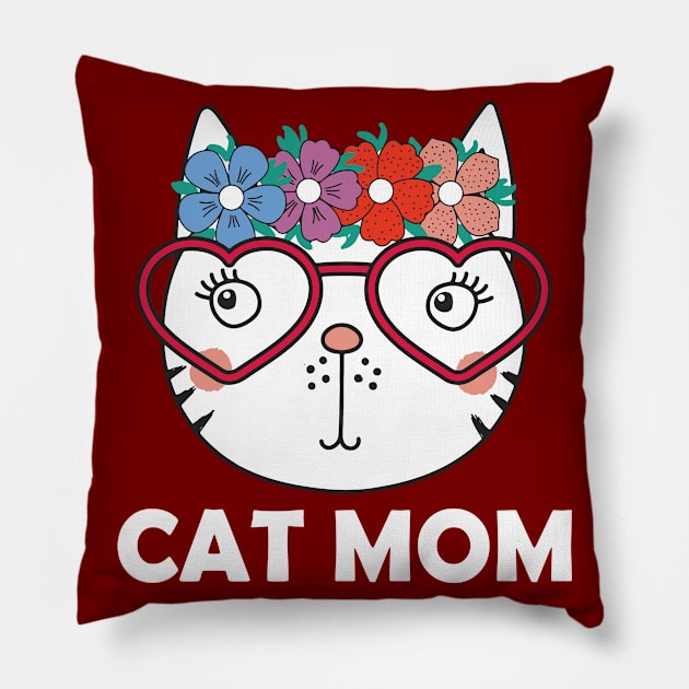 Cat Mom Pillow by Sena