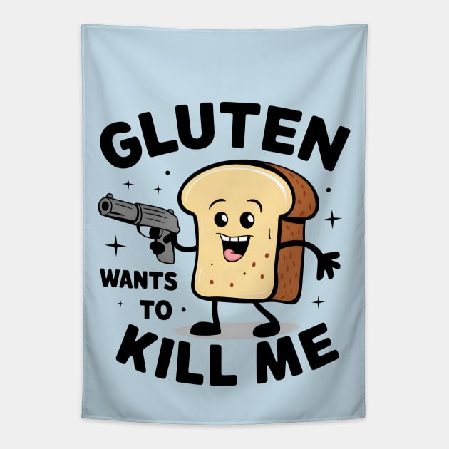 Gluten wants to kill me - Cute I can't eat gluten - Celiac Tapestry by BobaTeeStore