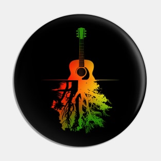 Rasta Reggae Jamaica Guitar Forest Reflections Men Women Kid Pin