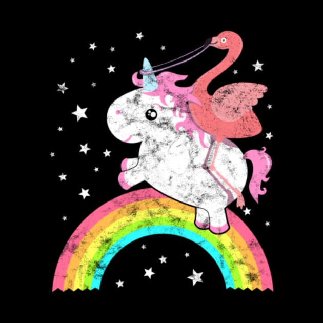 Cute Funny Unicorn Flamingo Riding Rainbow Awesome by Nulian Sanchez