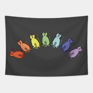 Pale Cats Rainbow Tapestry