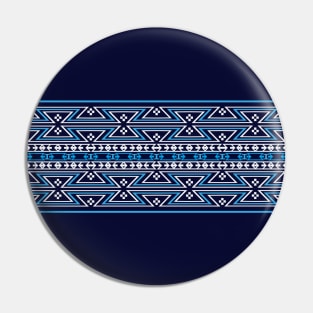 Native American Traditional Ethnic Tribal Geometric Navajo Blanket Motif Pattern Blue Pin