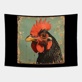 Retro Japanese-style chicken poster Tapestry