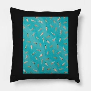 Summer swimmers illustration Pillow