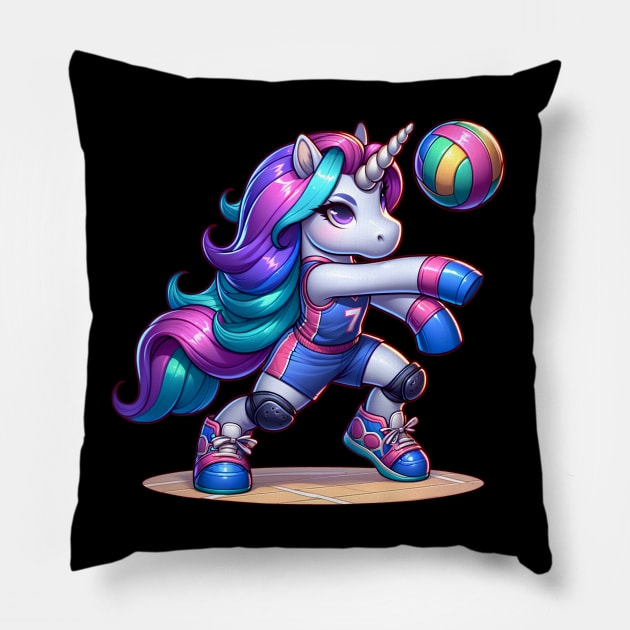 Volleyball Unicorn Team Player Pillow by E