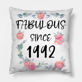 Women 29 Years Old Fabulous Since 1992 Flowers Pillow