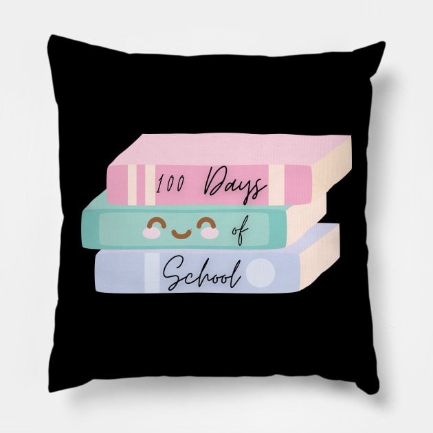 100 Days of school pastel kawaii books Pillow by PixieMomma Co