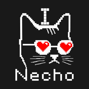 Necho Cat Love Pixel Art T-Shirt