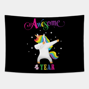 4th Birthday Unicorn Tapestry