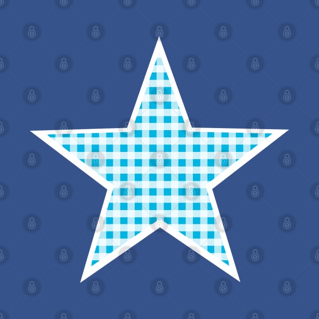 Blue and White Gingham Star by bumblefuzzies