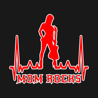 Mom Rocks Heartbeat red T-Shirt