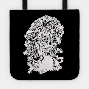 Sugar Skull - Day of The Dead Cartoon Girl Tote