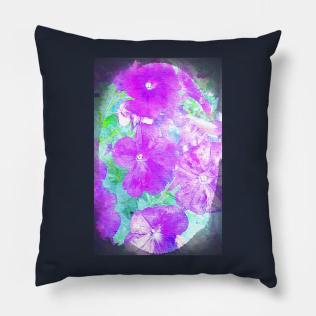 Watercolor Petunias Pillow by RoxanneG
