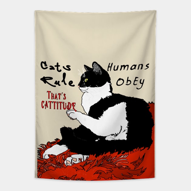 Cute Tuxedo Cat I haz attitude  Copyright TeAnne Tapestry by TeAnne