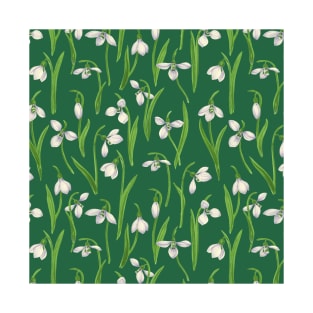 Snowdrops on emerald green T-Shirt