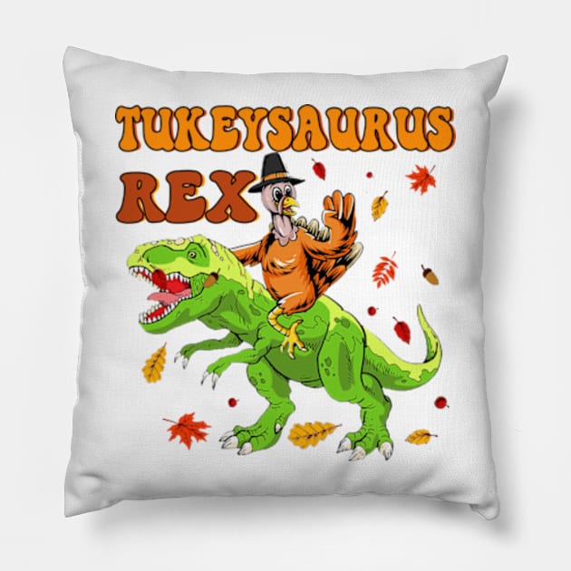 Turkeysaurus Rex Dab Turkey Dino Toddler Boys Thanksgiving Pillow by wfmacawrub