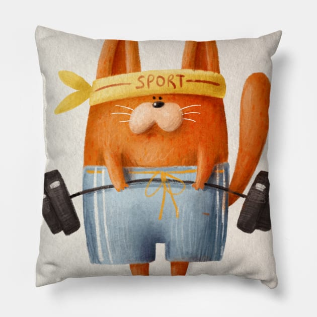 Working out cat Pillow by CaptainPixel