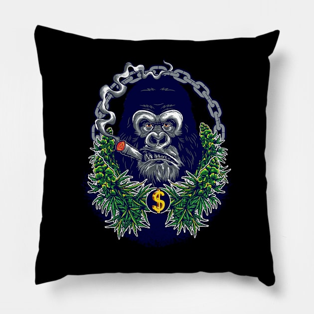 Smoking gorilla Pillow by PassKoms