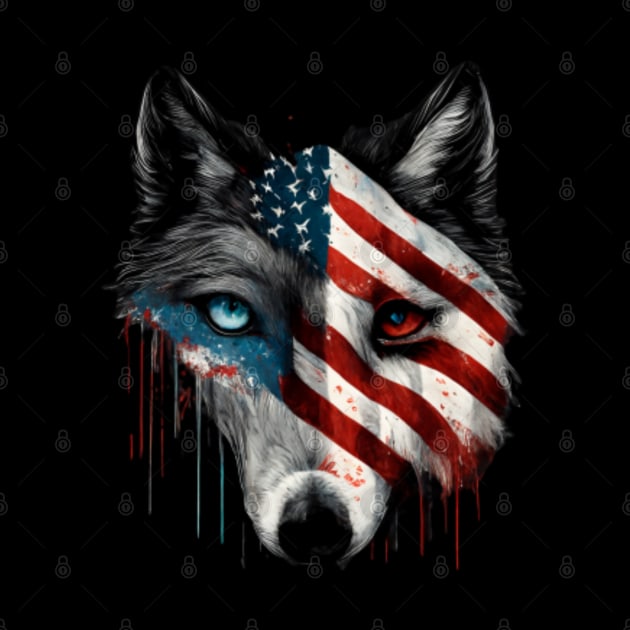 Wolf, american flag, Alaska, Idaho, Michigan, Minnesota, Montana, New Mexico, Utah, Wyoming by ThatSimply!