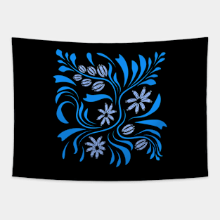 Folk flowers floral art print Flowers abstract art Tapestry