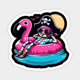 Pool Party Pirate Pink Float Funny Pirate Magnet