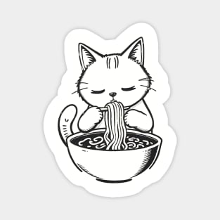 Cat Eating Ramen, Japanese Kawaii Anime for Cat Lovers, Men, Women, Kids Magnet