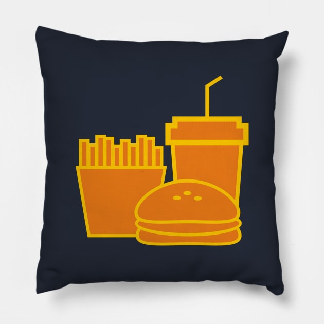 french fries, burger, drink Pillow by herubintang