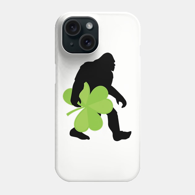 St Patricks Day - Irish Bigfoot Carrying A Shamrock Phone Case by Kudostees