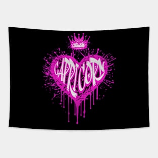 Capricorn Graffiti Air Brush Heart Zodiac Sign Astrology Tapestry