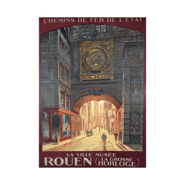 Rouen, Normandy France  - Vintage French Railway Travel Poster by Naves