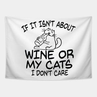 Wine And Cat Lover Design Shirt Tapestry