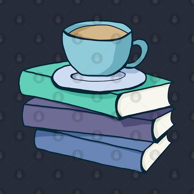 Stack of books with a hot drink by Becky-Marie