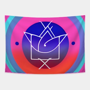 The Chair, tycho chillwave collection, pink, cyan , blue colors,  GEOMETRIC DESIGN Tapestry