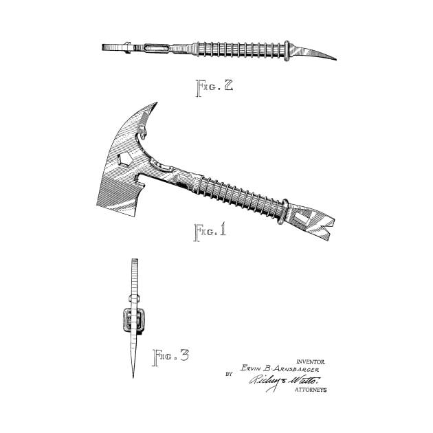 Combination of Fireman's Ax and Wrecking Tool Vintage Patent Hand Drawing by TheYoungDesigns