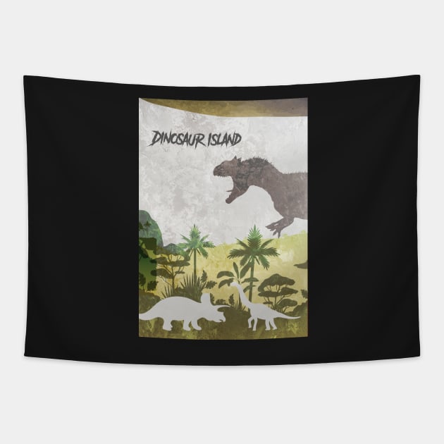 Dinosaur Island - Board Games Design - Movie Poster Style - Board Game Art Tapestry by MeepleDesign