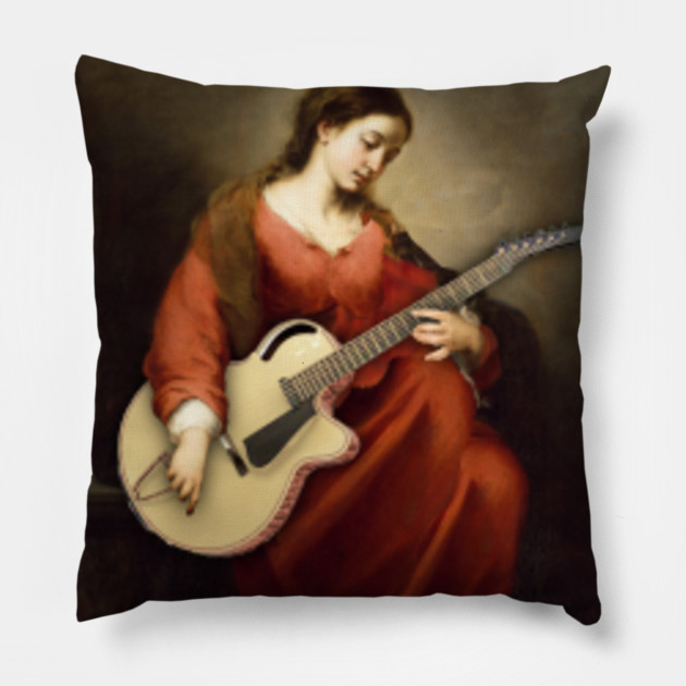 Electric Guitar Painting Parody Funny Man Pillow Teepublic