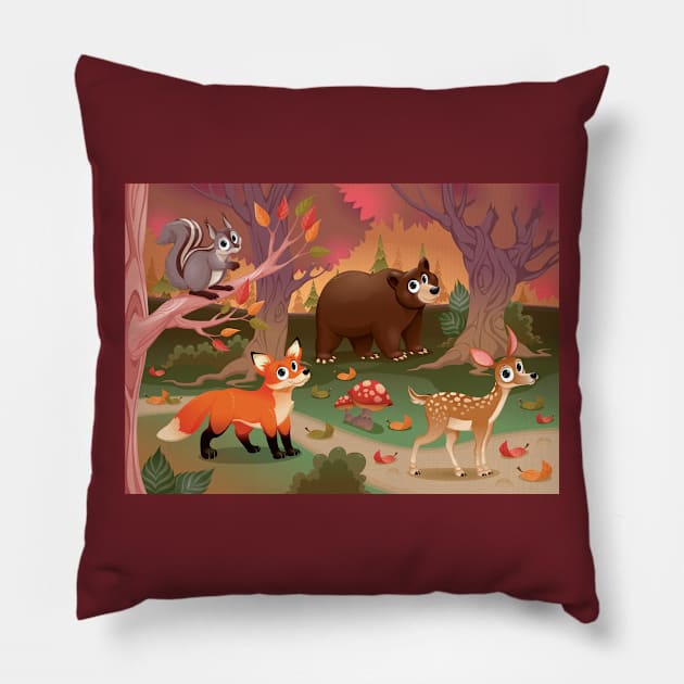 Woods Animals Pillow by ddraw