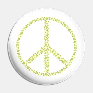 Floral Peace Sign - Lime Green Pin