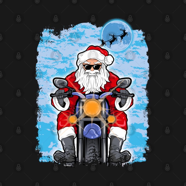 Cool Christmas Motorcycle Santa Funny Biker by SoCoolDesigns