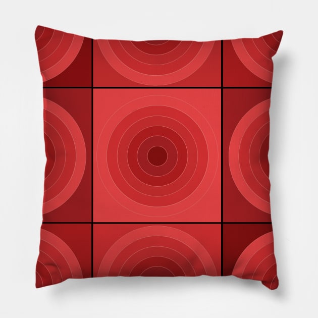 Red Geometric Circles Pillow by VazMas Design