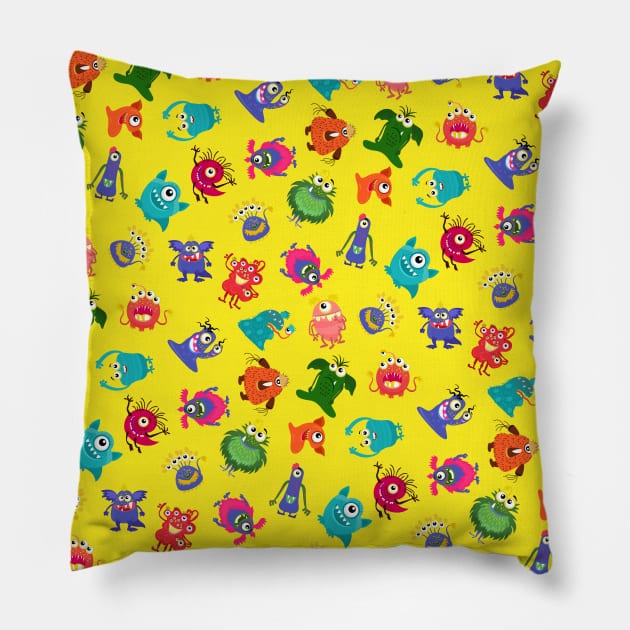 Monster Pattern Pillow by The Design Deck