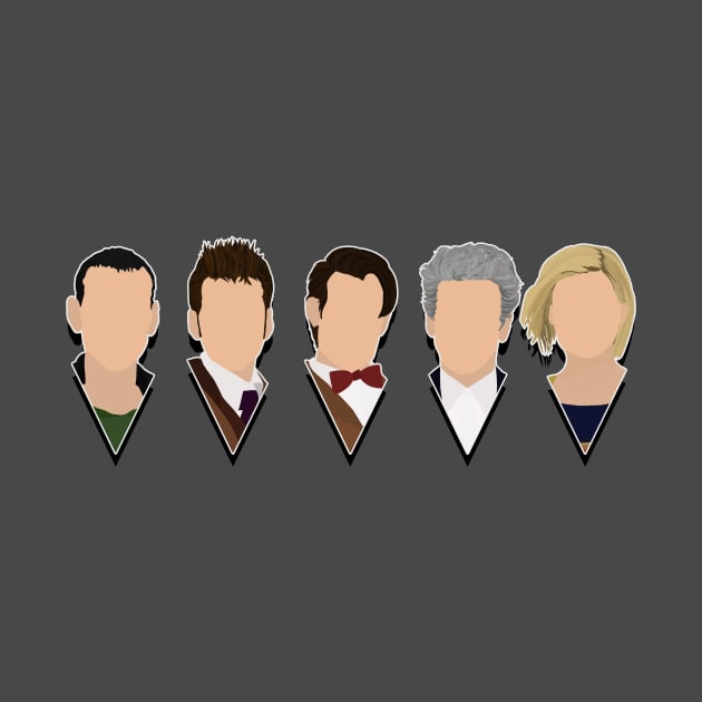 Doctor Who - All Five Modern Doctor Faces 9th, 10th, 11th, 12th and 13th Doctors by tardiswhovians