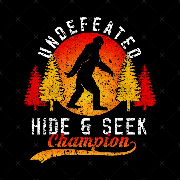 Funny Bigfoot Hide N Seek Champion Distressed Vintage by CreativeShirt