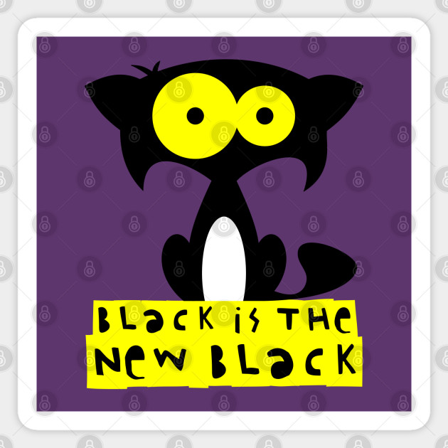Funny Black Cat Black Is The New Black Bartok Purple Funny Cat Sticker Teepublic