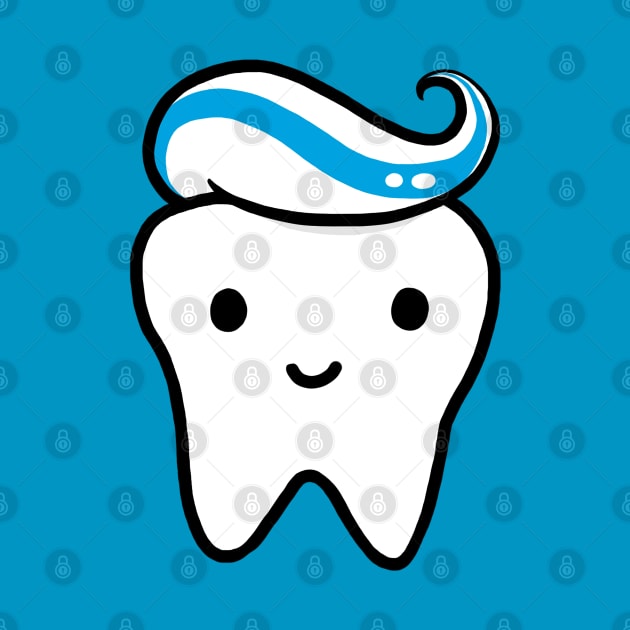 Kawaii Tooth with Toothpaste by Coffee Squirrel